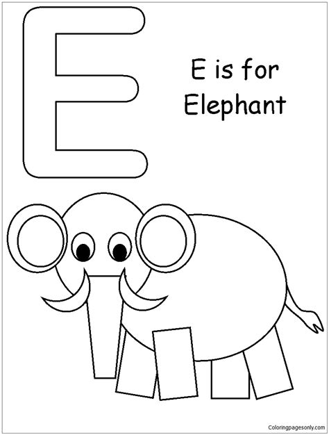 letter    elephant  coloring page  printable coloring pages