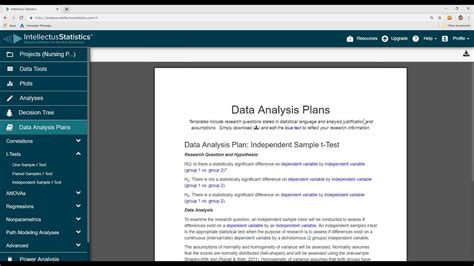 data analysis plan template youtube