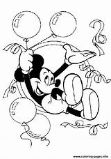 Coloring Mickey Balloons Flies Disney Pages Printable sketch template