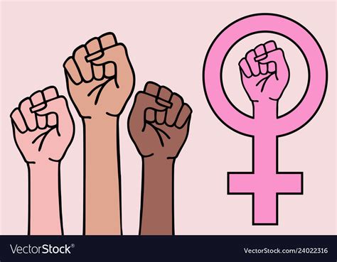 female hands feminist sign feminism symbol vector image