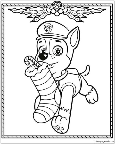 paw patrol christmas coloring page  printable coloring pages