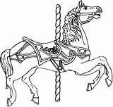 Horse Coloring Pages Carousel Printable Book Carosel Line Print Animals Samples Stencils Clipart Drawing Horses Color Gif Pole Dentzel Coloringbook sketch template