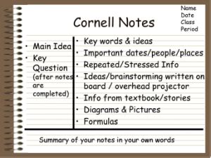 cornell note  method isobels blog