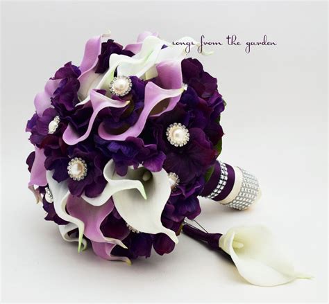 purple and lavender real touch calla lily wedding bouquet with etsy