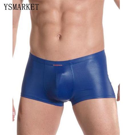 Excellent 6 Color Male Sexy Elastic Faux Leather Latex Boxer Short