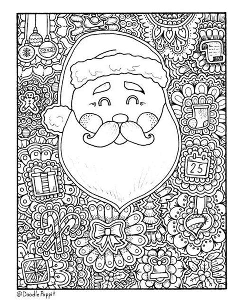 christmas santa coloring page coloring book pages printable etsy