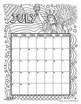 Calendar Coloring July Printable Pages Kids 2021 Monthly Calender Woojr Blank Woo Jr Jul Print Printables sketch template