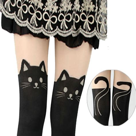 2013 New Design Cute Cat Tail Kitten Knee High Tattoo Long Stockings