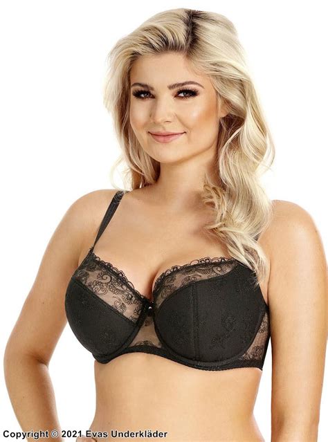 comfortable bra partially sheer cups lace embroidery c to m cup