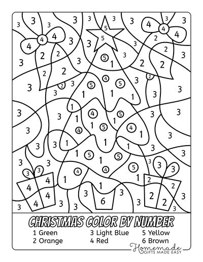 printable color  number christmas coloring pages