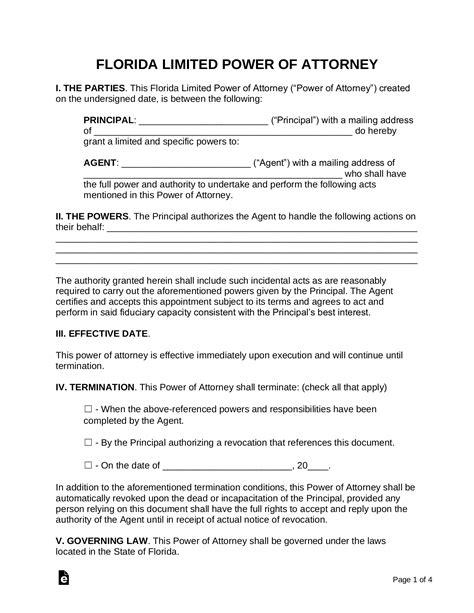 limited power  attorney sample master  template document