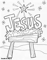 Coloring Christmas Pages Jesus Religious Manger Colouring Sheets Doodles Children sketch template