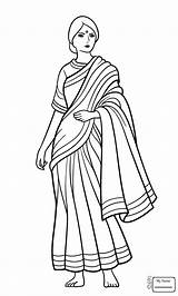 Indian Coloring Woman Pages Saree Clipart Drawing India Girl Sari Flag Colouring Ancient Jamaican Kids Cliparts сари Realistic Color Printable sketch template