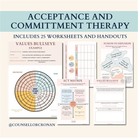 act therapy worksheets acceptance  commitment therapy values