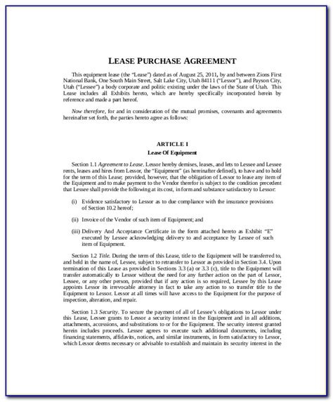 lease  purchase home contract form