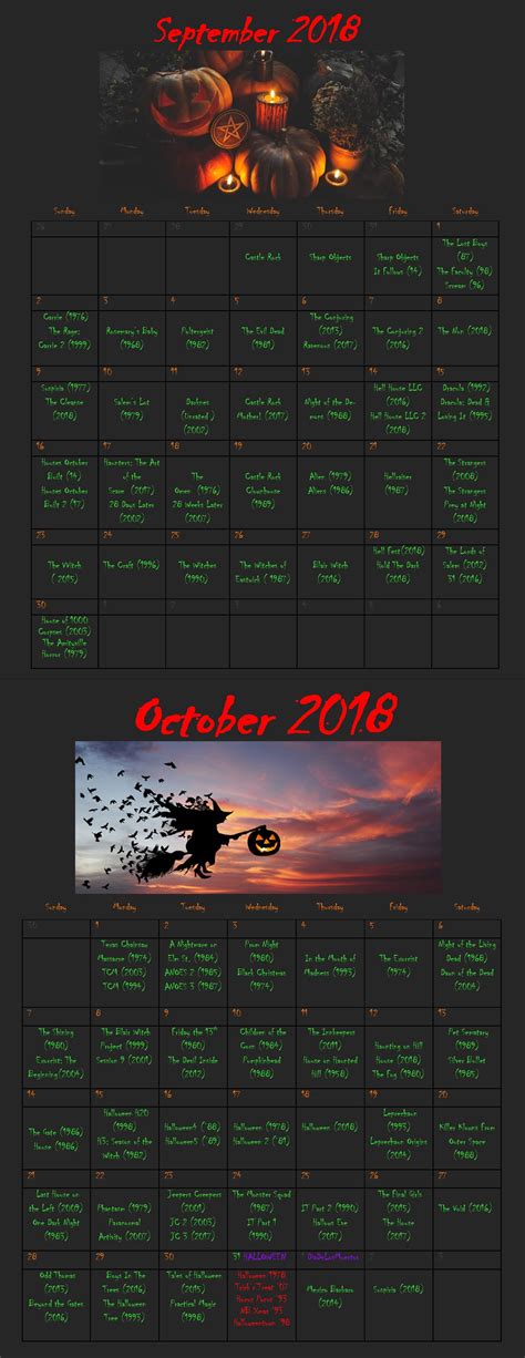 halloween horror  calendar horror