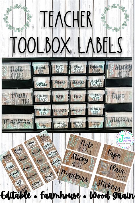 farmhouse teacher toolbox labels editable teacher toolbox labels
