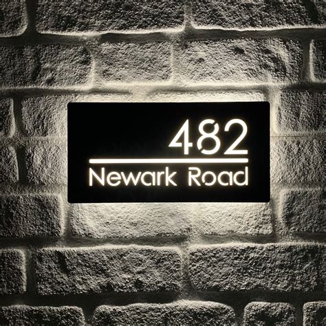illuminated modern house number sign rectangle address plaque kreativ design