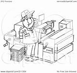 Printing Press Coloring Clipart Man Repairing Outline Illustration Royalty Bannykh Alex Rf 2021 sketch template
