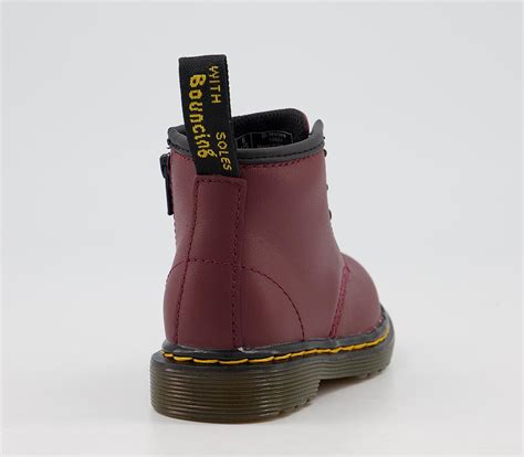 dr martens kids lace  boots  zip brooklee cherry red leather unisex