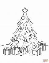 Tree Christmas Coloring Presents Pages Printable Drawing Colouring Print Color Drawings sketch template