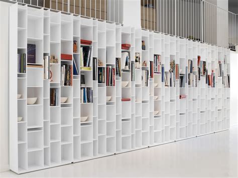 random bookcase lacquered white by mdf italia