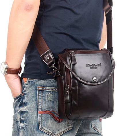 genuine natural leather men sling shoulder cross body bag famous