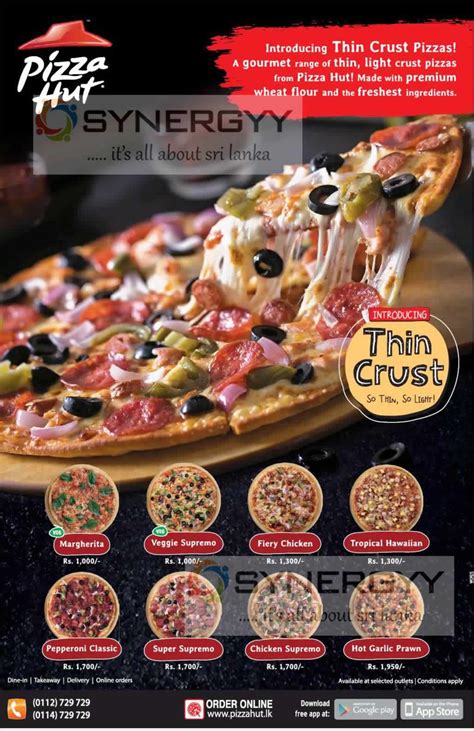 pizza hut introduce thin crust pizzas  sri lanka synergyy
