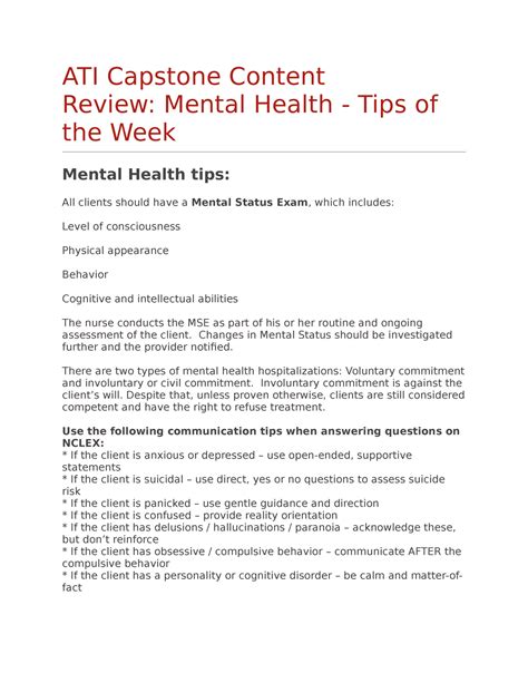 mental health tips   week ati capstone content review mental