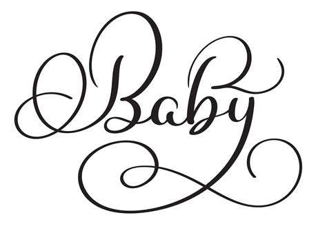 baby word  white background hand drawn calligraphy lettering vector