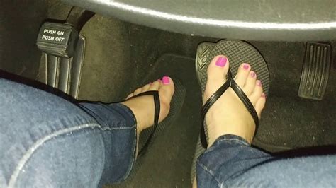 wife s sexy feet in flip flops on the pedals youtube