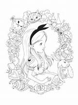 Alice Wonderland Coloring Pages Colouring Book Adult Attanasio Fabiana Printable Choose Board Adults sketch template