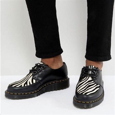dr martens shoes dr martens ramsey zebra unisex classic creeper color blackwhite size