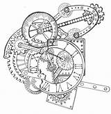 Steampunk Clock Drawing Coloring Zentangle Drawings Pages Gears Pocket Gear Compass November Sherry Drawn Long Zentangles Adult Clocks Laser Crafts sketch template