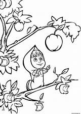 Masha Michka Coloriage Veut Pomme Manger sketch template