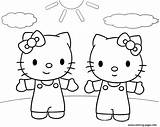 Coloring Kitty Hello Pages Twin Printable sketch template