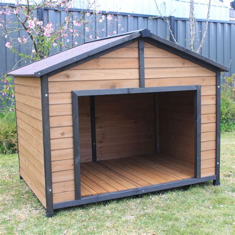 pawhut  large wooden cabin style elevated outdoor dog house