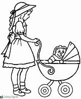 Coloring Pages Children Baby Carriage sketch template
