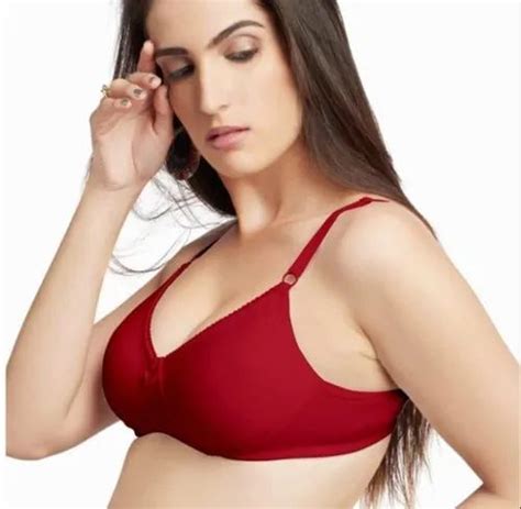 Non Padded Plain Maroon Ladies Cotton Bra For Party Wear Size 28 To