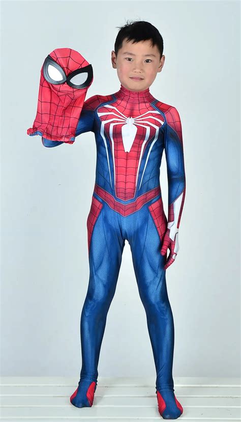 kids spiderman costume game ps insomniac spider man cosplay zentai suit  print halloween