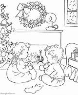 Christmas Coloring Pages Morning Eve Colouring Scene Printable Drawing Print Sheets Raisingourkids Kids Scenes Embroidery Book Vintage Colour Printing Help sketch template