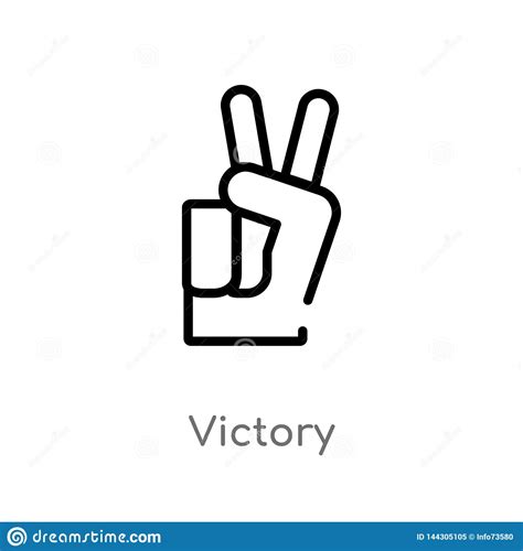 outline victory vector icon isolated black simple  element illustration  world peace
