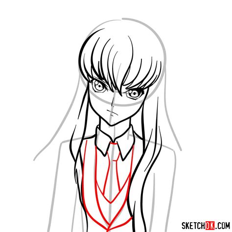 How To Draw The Face Of C C Code Geass Anime Sketchok Easy Drawing