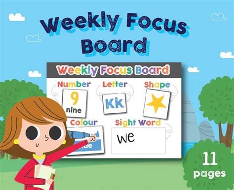 weekly focus board colorful board organization preschool etsy
