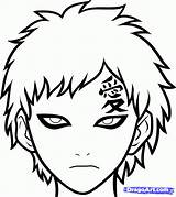 Draw Naruto Easy Characters Gaara Anime Drawing Drawings Clipart Sketch Manga Step sketch template