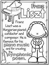 Coloring Music Composers Resources Kids Sheets Composer Fact Romantic Worksheets Johann Piano Choose Board Elementary Student sketch template