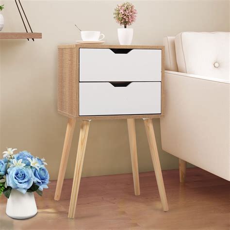 jaxpety mid century modern nightstand bedside table sofa  table