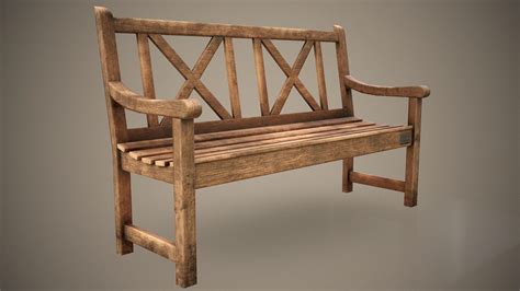 old wooden bench 3d model by mswoodvine