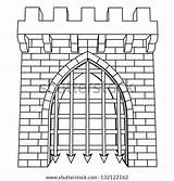 Gate Medieval Vector Castle Drawing Stock Isolated Coloring Color sketch template