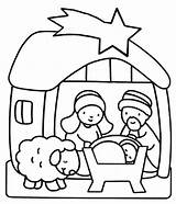 Nativity Coloring Cute Cartoon sketch template
